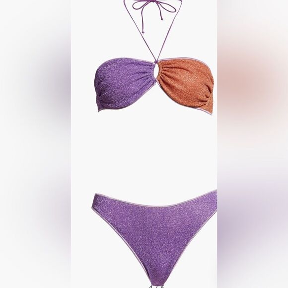 Oseree Lumiere Glitter Halter-style Bikini Set Violet Purple XL NWT - Picture 3 of 13